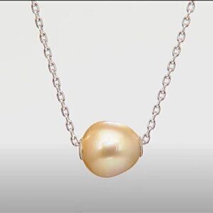 Rarities Carol Brodie Cultured SOUTH SEA GOLDEN Pearl Slider Necklace